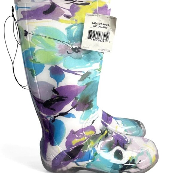New George Made In Canada Floral Garden Rain Waterproof Boots Women's 9 - Picture 2 of 10